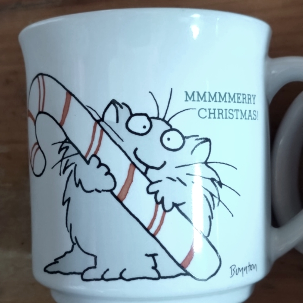 CHRISTMAS 1980 Iconic Boynton Cat MMMMMerry Christmas Stoneware Mug VINTAGE 1980